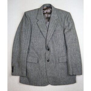 OAKTON - VINTAGE MEN'S GRAY HERRINGBONE BLAZER JACKET SPORT COAT - SIZE 42R